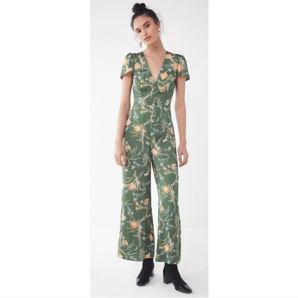 UO Matilda Floral Button-Front Jumpsuit